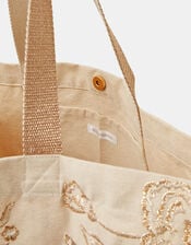 Embroidered Metallic Shopper Bag, , large