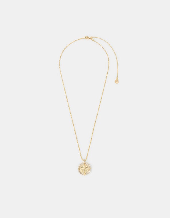 14ct Gold-Plated Diamant&eacute; Coin Necklace, , large