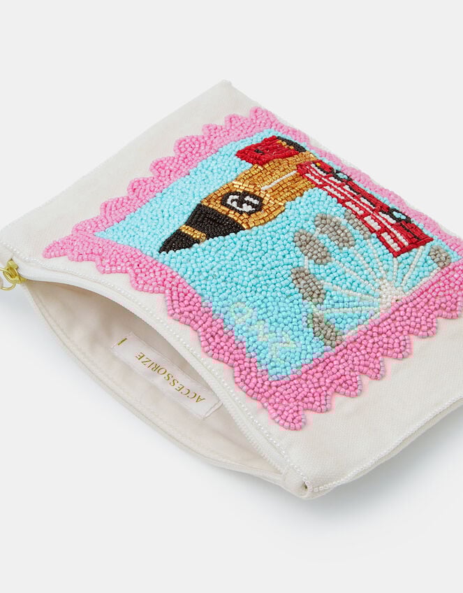 Beaded London Stamp Pouch, , large
