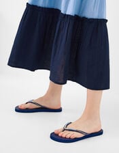 Beaded Flip Flops, Blue (NAVY), large