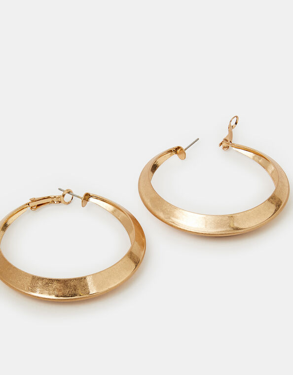 Brushed Statement Hoop Earrings, , large