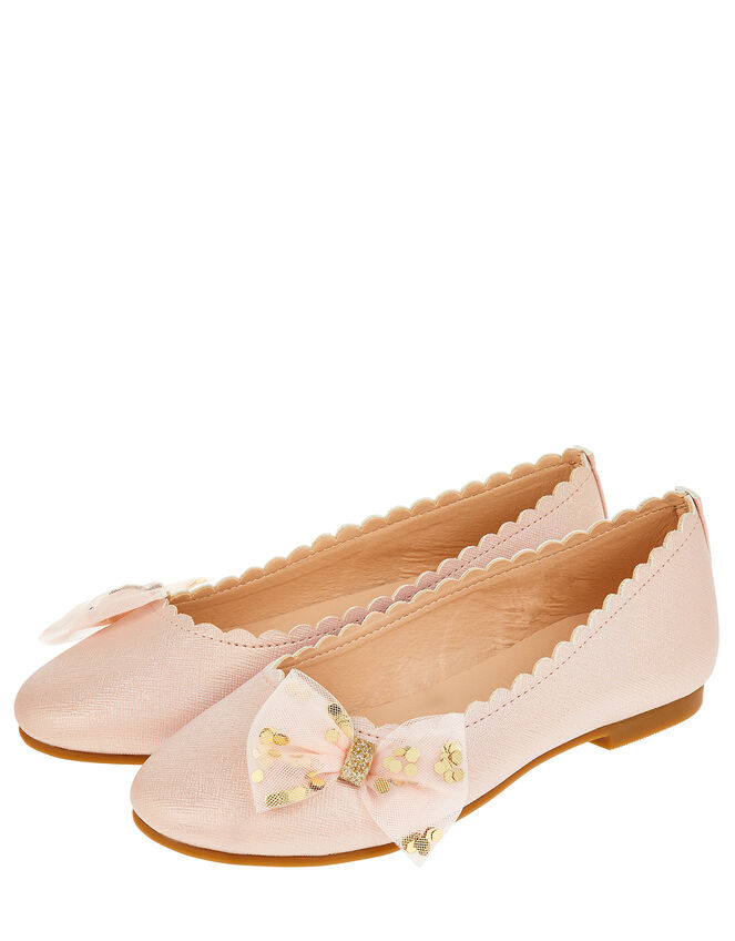 Bow Scalloped Ballerina Shoes, Pink (PINK), large