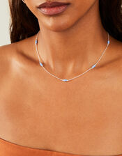 Sterling Silver Station Bead Necklace, , large