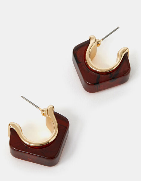 Resin Square Hoop Earrings, , large