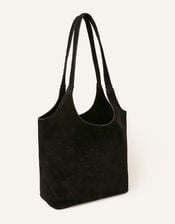 Suede Shoulder Bag, Black (BLACK), large