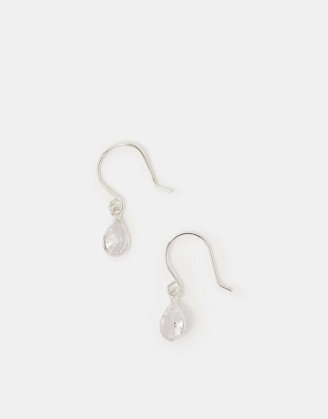 Sterling Silver Stone Teardrop Earrings, , large