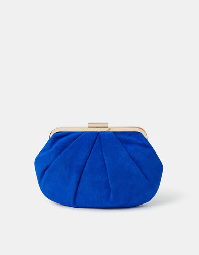 Pleated Suedette Clutch Bag, Blue (COBALT), large