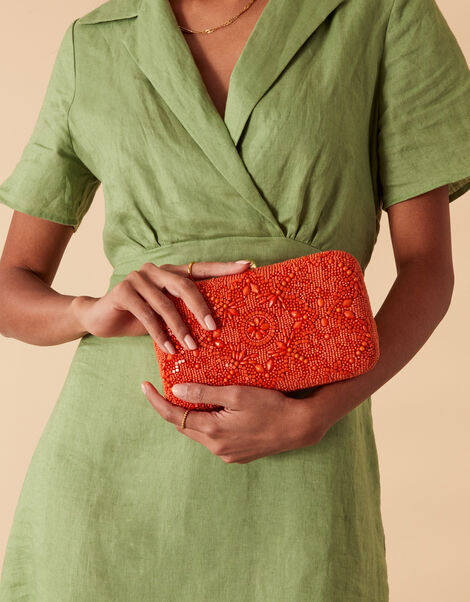 Beaded Hardcase Clutch, , large