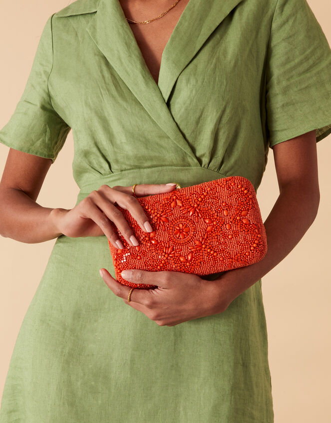 Beaded Hardcase Clutch, , large