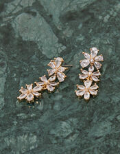 Crystal Flower Drop Earrings, , large
