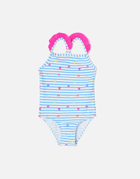 Girls Heart Print Swimsuit Multi, Multi (BRIGHTS-MULTI), large