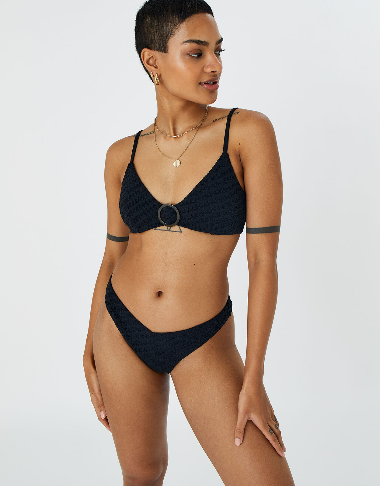 Buckle Front Bikini Top Black