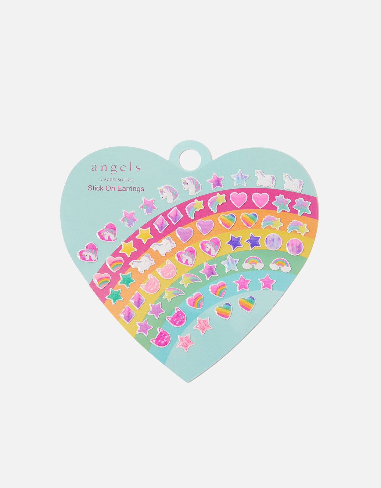 Girls Heart Rainbow Stick On Earrings