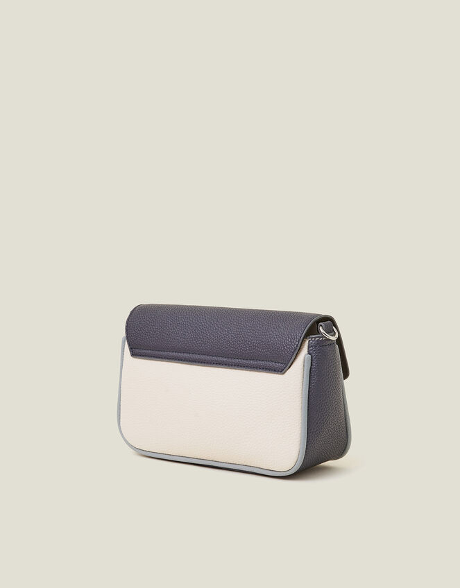 Colourblock Faux Leather Crossbody Bag, , large