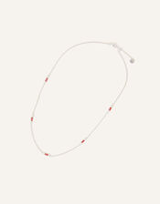 Recycled Sterling Silver Birthstone Station Necklace, Multi (BRIGHTS-MULTI), large
