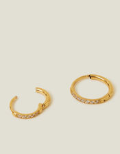 14ct Gold Plated Surgical Steel Clicker Hoops, , large