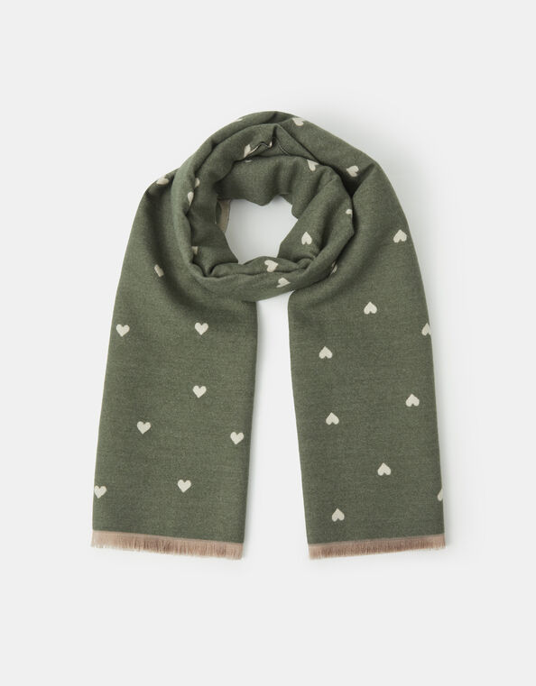 Reversible Heart Print Blanket Scarf, , large