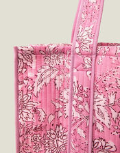Floral Print Quilted Tote Bag, Pink (PINK), large
