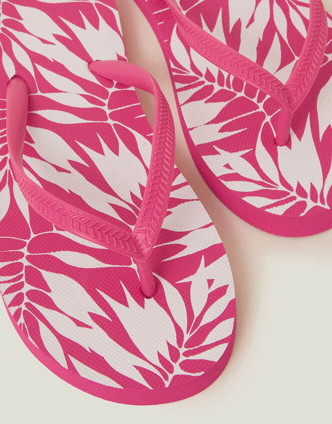 Palm Print Flip Flops, Pink (PINK), large