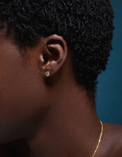 14ct Gold-Plated Diamante Pendant Necklace & Stud Earrings Set, , large