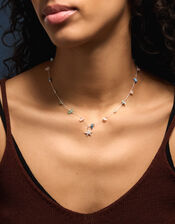 Sterling Silver-Plated Semi Precious Pendant Necklace, , large