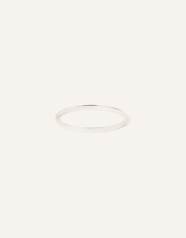 Sterling Silver-Plated Textured Bangle, , large
