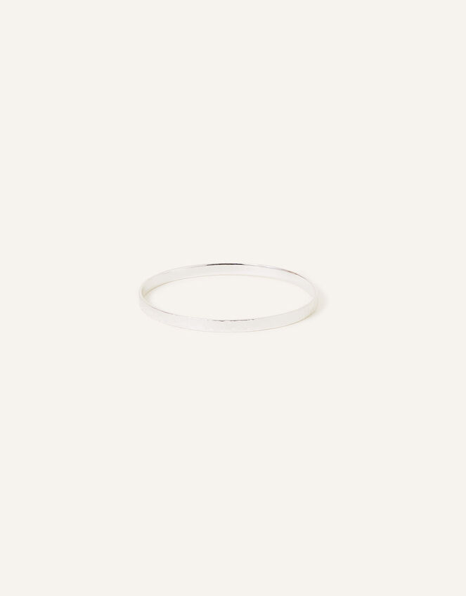 Sterling Silver-Plated Textured Bangle, , large