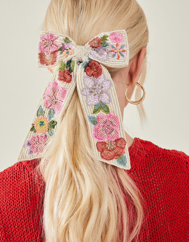 3D Beaded Bow Hair Clip, , large