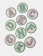 Round Initial Beaded Coaster, Multi (PASTEL MULTI), large