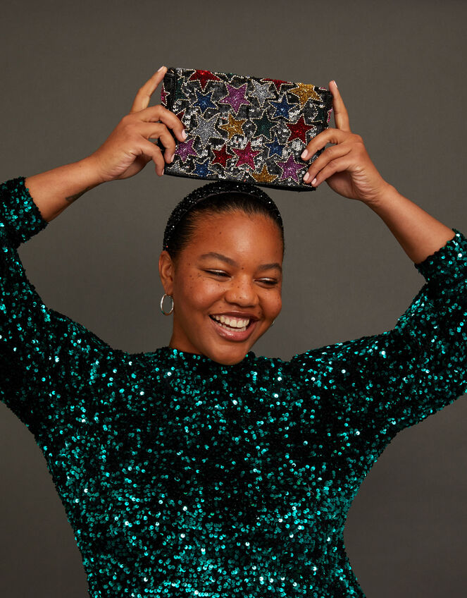Embellished Star Clutch Bag, , large