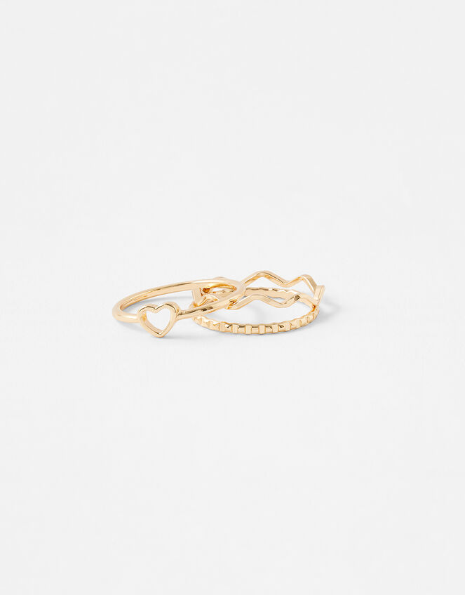 Heart Wave Ring Set, Gold (GOLD), large