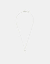 Sterling Silver Diamanté Halo Pendant Necklace, , large