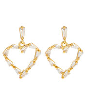 Baguette Heart Short Drop Earrings, , large