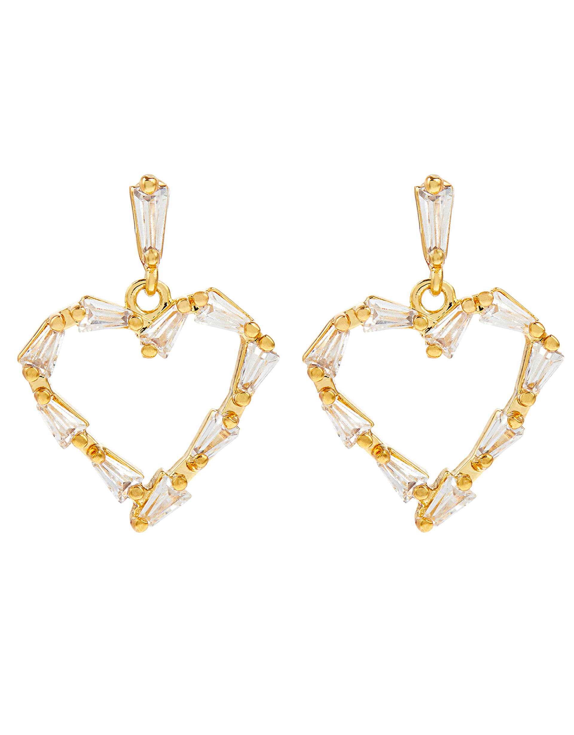 Baguette Heart Short Drop Earrings, , large