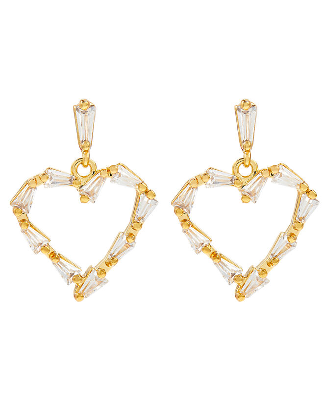 Baguette Heart Short Drop Earrings, , large