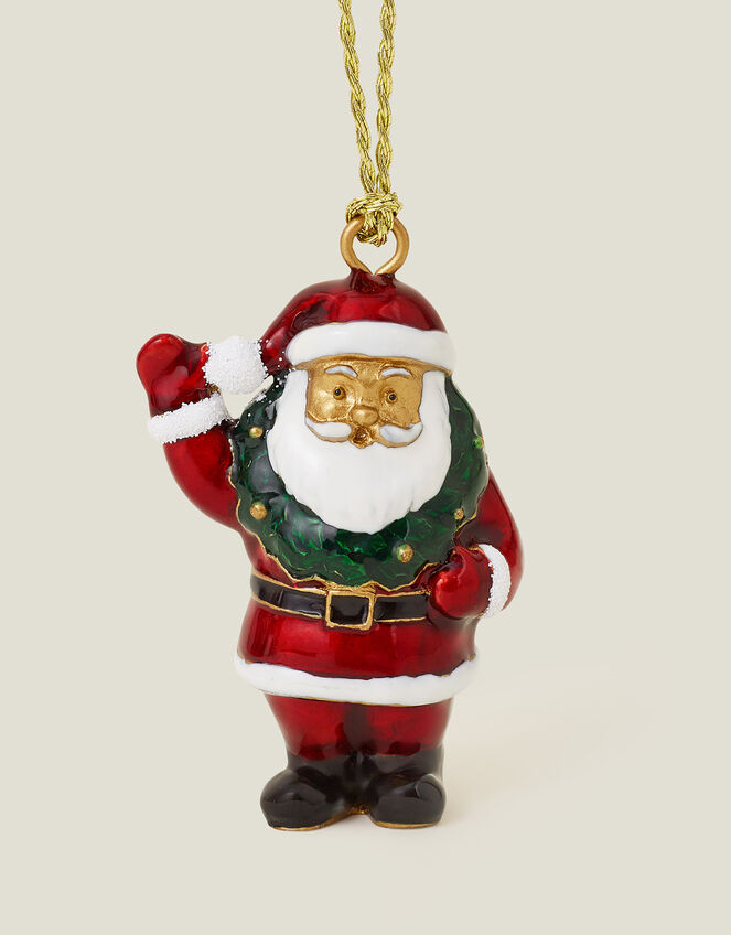 Enamel Happy Santa Hanging Decoration, , large
