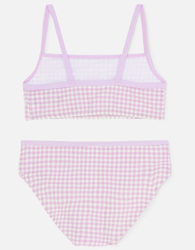 Girls Gingham Bikini Set, Purple (LILAC), large