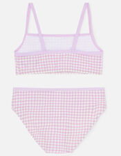 Girls Gingham Bikini Set, Purple (LILAC), large
