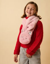 Girls Fluffy Faux Fur Cat Scarf, , large