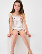 Sea Life Embroidered Cami Top, White (WHITE), large