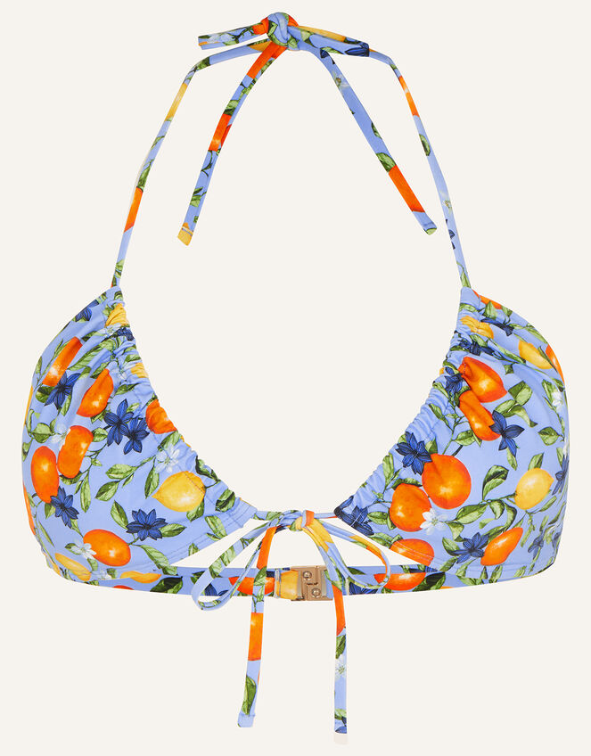 Lemon and Oranges Triangle Bikini Top, Blue (BLUE), large