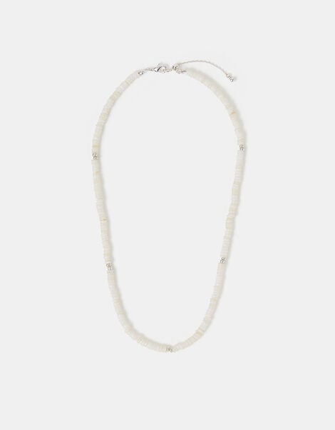 Sterling Silver-Plated Shell Beaded Necklace, , large
