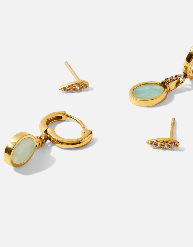 Gold-Plated Amazonite Earrings Set of Two, , large