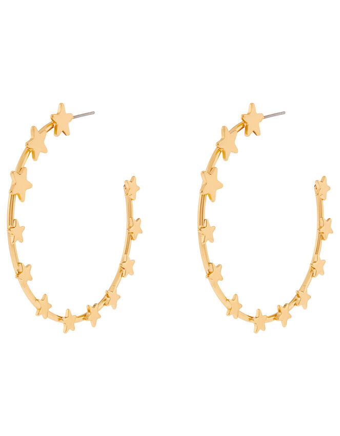 Star Hoop Earrings, , large