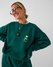 Accessorize x Good Manners Oversized Coffee Love Graphic Sweatshirt​, Green (GREEN), large