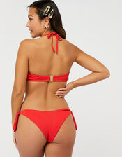 Basic Ribbed Bandeau Bikini Top, Red (RED), large