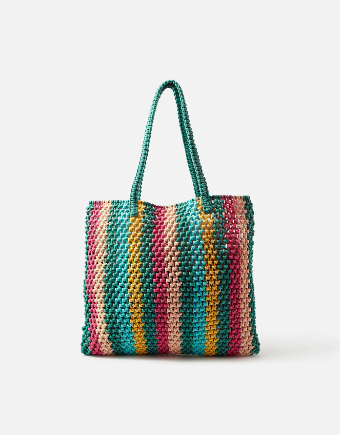 Stripe Macrame Shopper Bag, , large