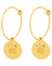 Gold-Plated Lotus Flower Huggie Hoop Earrings, , large