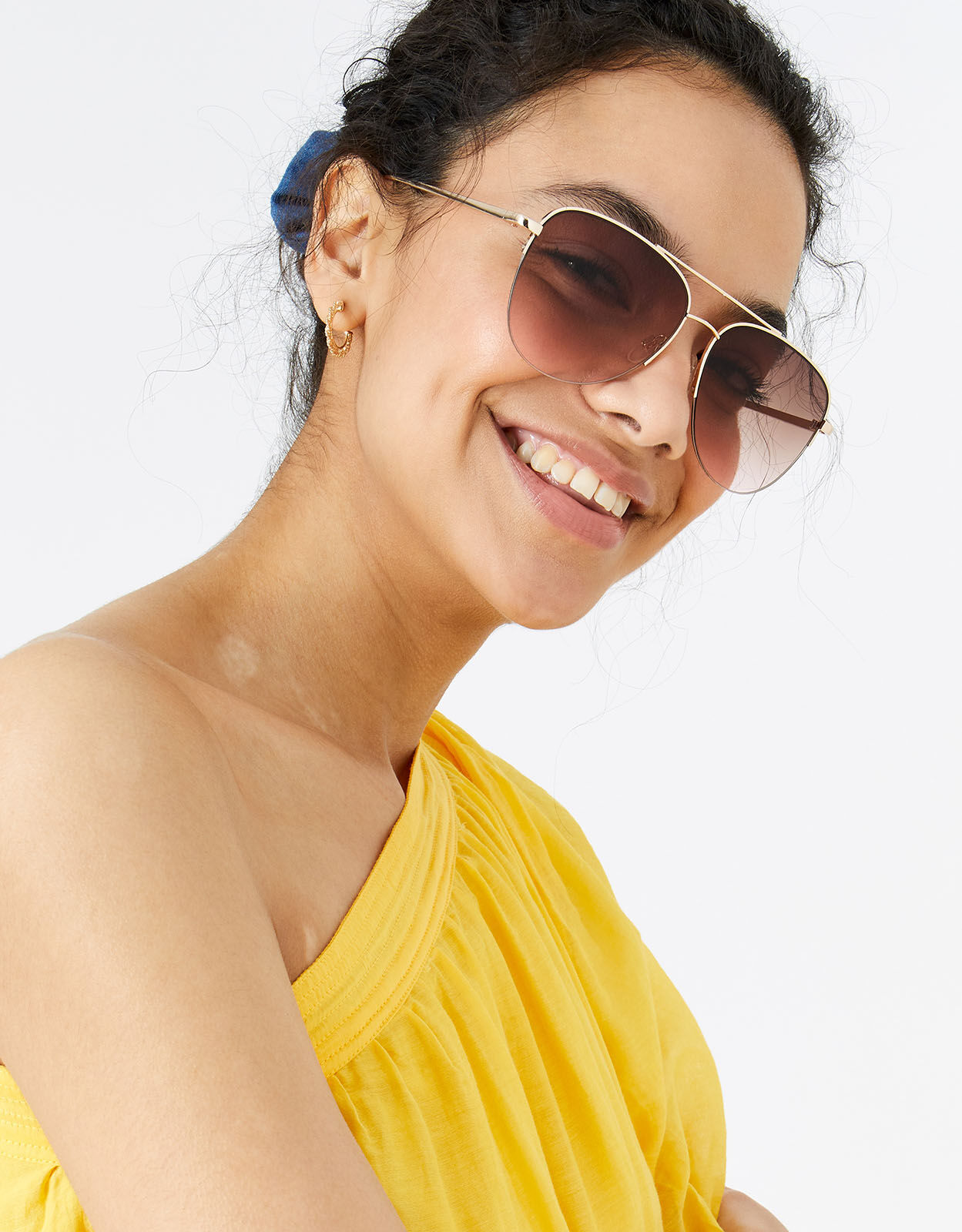 Leigh Half Frame Aviator Sunglasses
