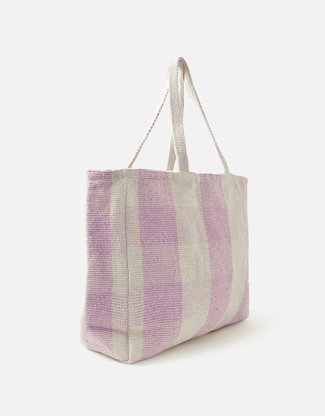 Gigi Gingham Tote, Purple (LILAC), large